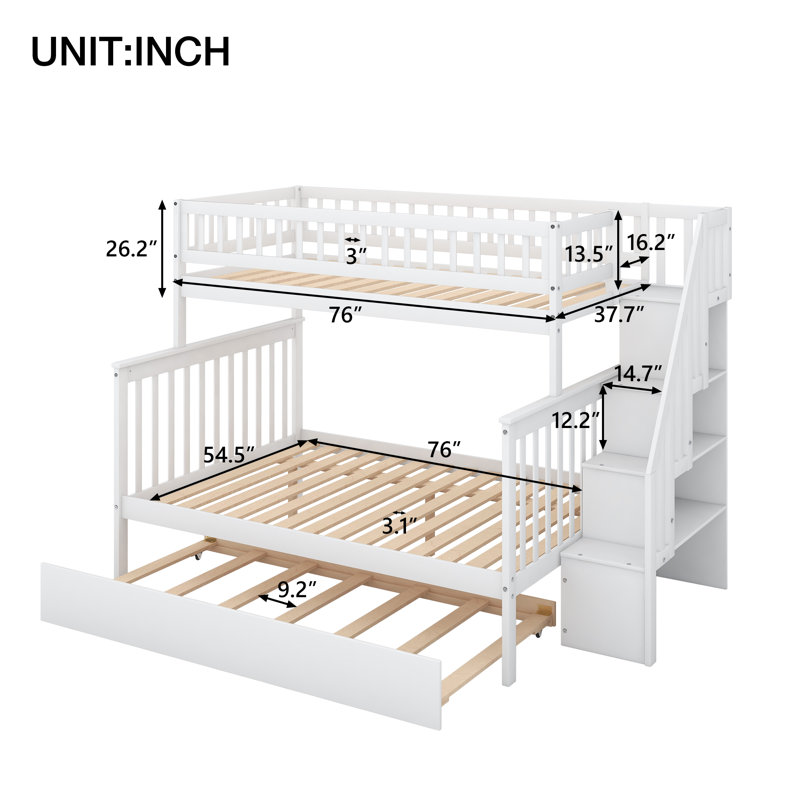 Lightsey twin over twin bunk bed with trundle harriet bee bed frame discount